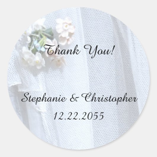 Bedankt Sticker, Wedding, kant Ronde Sticker (Voorkant)