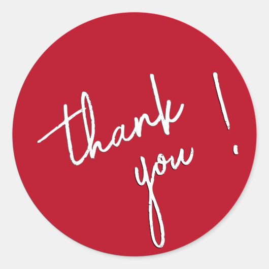 Bedankt Sticker White Script Font op rood (Voorkant)