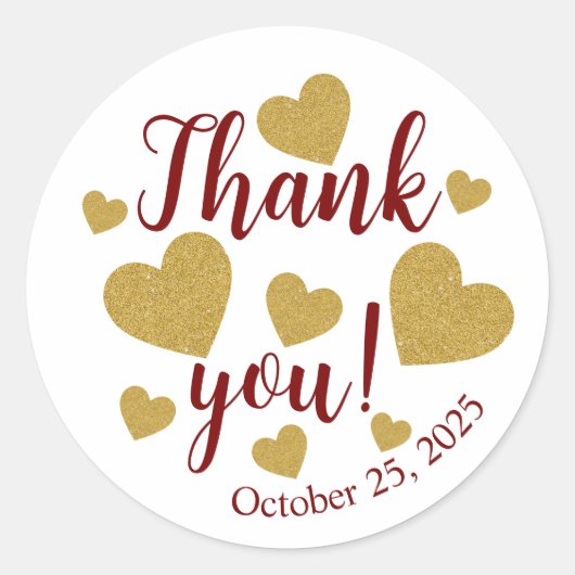 Bedankt Stickers met Golf Harten  (Voorkant)