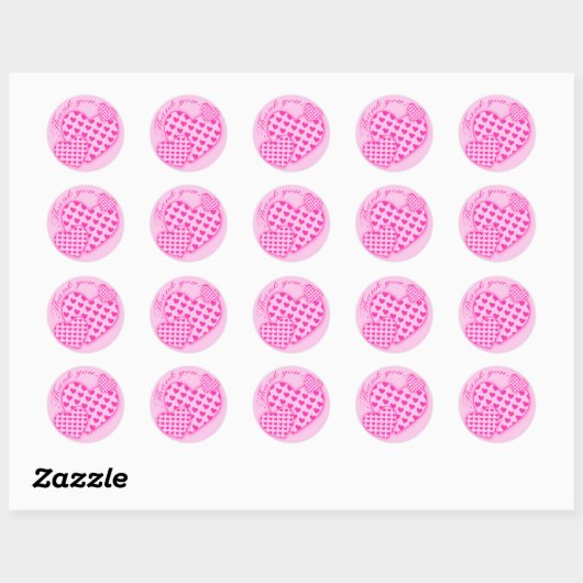 Bedankt Stickers met roze harten (Vel)