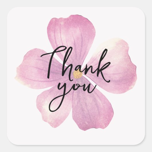 Bedankt Stickers - Paarse Waterverf Bloem (Voorkant)