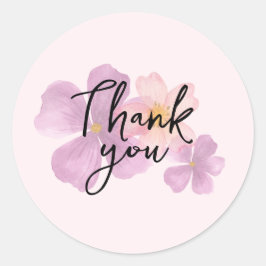 Bedankt Stickers - Paarse Waterverf Bloem