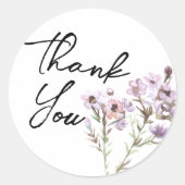 Bedankt Stickers - Paarse Waterverf Bloem (Voorkant)