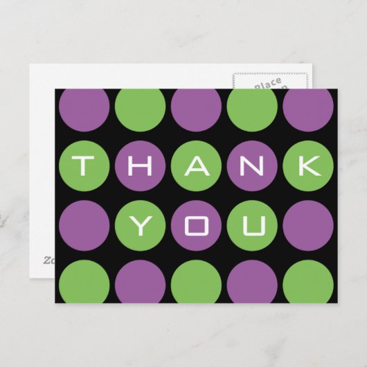 Bedankt Stippen op zwart Briefkaart (Voorkant / Achterkant)