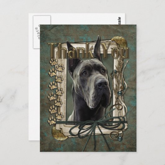 Bedankt - Stone Paws - Great Dane - Grey Briefkaart (Voorkant / Achterkant)
