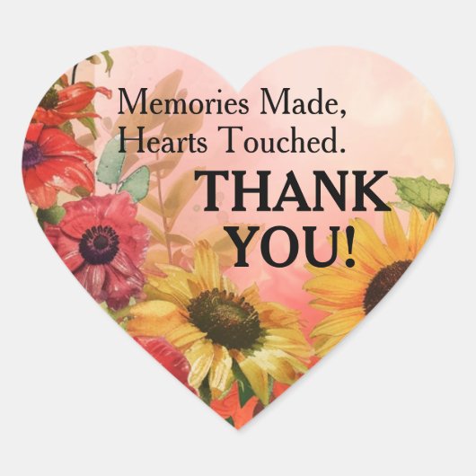 🌻Bedankt Sunny Petals & Scarlet Blooms Hart Sticker (Voorkant)