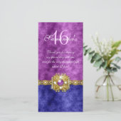 "Bedankt" "Sweet Sixteen" paarse blauwe edelstenen Bedankkaart (Staand voorkant)