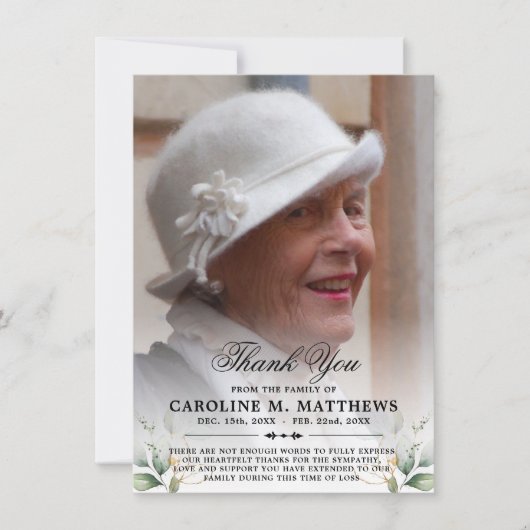 Bedankt sympathie begrafenisherdenkingsfoto (Voorkant)