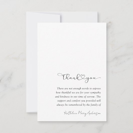 Bedankt Sympathy Funeral Photo Card (Achterkant)