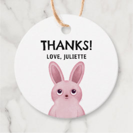 Bedankt tag met roze baby konijn meisje bedankjes labels