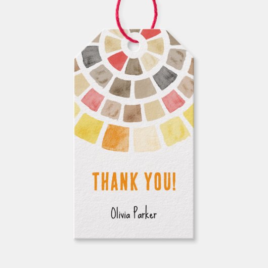 Bedankt tag met waterverf cirkel cadeaulabel (Voorkant)