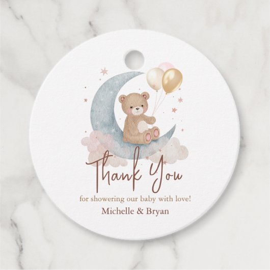 Bedankt Teddy Bear Baby shower Bedankjes Labels (Voorkant)