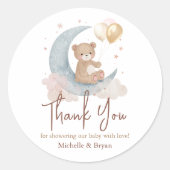 Bedankt Teddy Bear Baby shower Ronde Sticker (Voorkant)