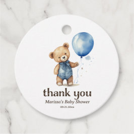 Bedankt Teddy Bear Boy Baby shower Bedankjes Labels