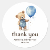 Bedankt Teddy Bear Boy Baby shower Sticker (Voorkant)