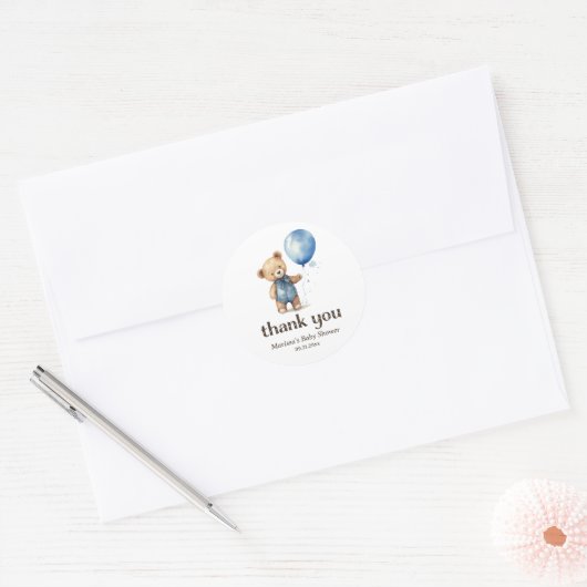Bedankt Teddy Bear Boy Baby shower Sticker (Envelop)