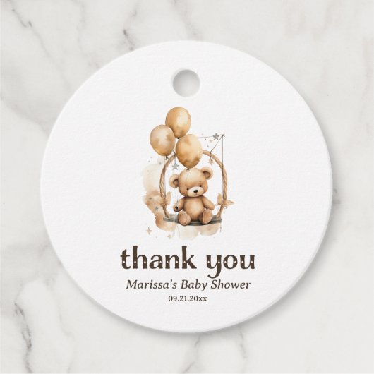 Bedankt Teddy Bear Genderneutraal Baby shower Bedankjes Labels (Voorkant)