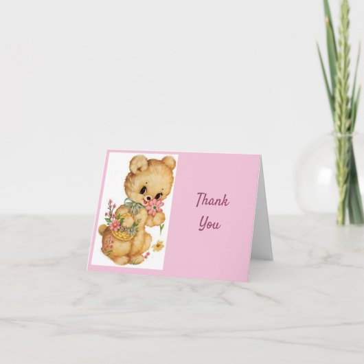  - Bedankt - Teddybeer met bloemen, (Voorkant)