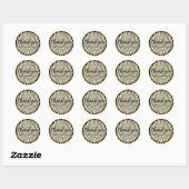 Bedankt Tekst Goud Zwart Zebra Ronde Sticker (Vel)