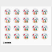 Bedankt tekst roze blauwe hart cupcakes ronde sticker (Vel)