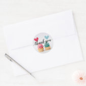 Bedankt tekst roze blauwe hart cupcakes ronde sticker (Envelop)
