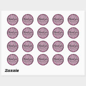 Bedankt Tekst Roze Zebra Ronde Sticker (Vel)