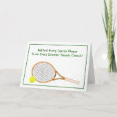Bedankt Tenniscoach met  tennisracket Kaart (Voorkant)