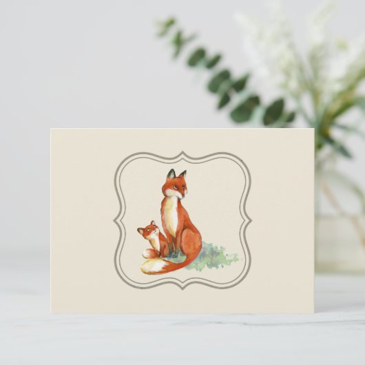Bedankt ter illustratie van Momma Fox en Baby Wate Kaart (Staand voorkant)