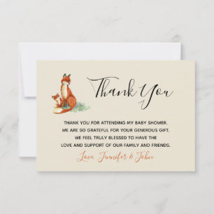 Bedankt ter illustratie van Momma Fox en Baby Wate Kaart