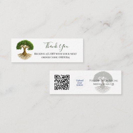 Bedankt Tree of Life kortingscode QR Invoegen Mini Visitekaartje (Voorkant / Achterkant)