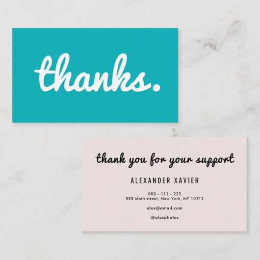 BEDANKT | trendy kleurrijk dank u visitekaartje (Voorkant / Achterkant)