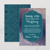 Bedankt Trouwdag Arabian Nights Teal Kaart (Voorkant / Achterkant)