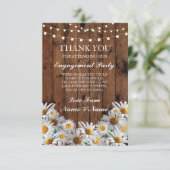 Bedankt Trouwdag Rustiek Hout Madeliefjes Lichtjes Kaart (Staand voorkant)