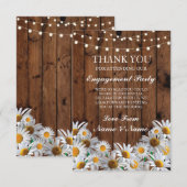 Bedankt Trouwdag Rustiek Hout Madeliefjes Lichtjes Kaart (Voorkant / Achterkant)