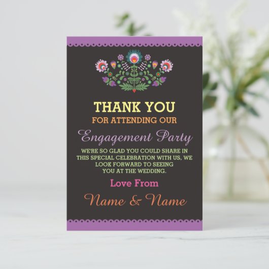 Bedankt Trouwfeest Fiesta Paarse Mexicaanse Kaart (Staand voorkant)