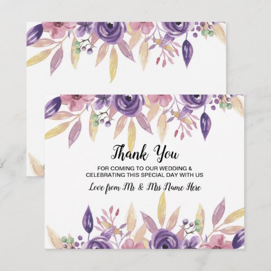 Bedankt Trouwkaart Lavendel Bloemen Kaart (Voorkant / Achterkant)