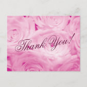 Bedankt trouwkaart met roze rozenbloemen briefkaart (Voorkant)