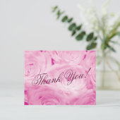 Bedankt trouwprentekaarten met roze rozenbloemen briefkaart (Staand voorkant)