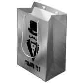 Bedankt Tuxedo Silver Medium Cadeauzakje (Voorkant Gekanteld)