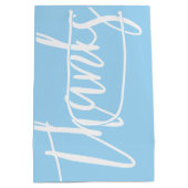 Bedankt Typografie Baby Blue en White Medium Cadeauzakje (Achterkant)