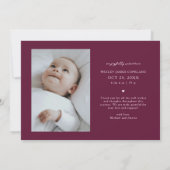 Bedankt Typografie Cranberry Geboortefoto Aankondiging (Achterkant)