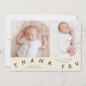 Bedankt Typografie Cream Geboortefoto Aankondiging (Voorkant)