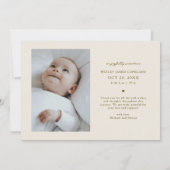 Bedankt Typografie Cream Geboortefoto Aankondiging (Achterkant)