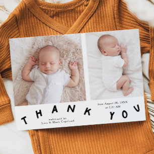 Bedankt Typografie Geboorteaankondiging Foto Aankondiging