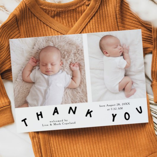 Bedankt Typografie Geboorteaankondiging Foto Aankondiging