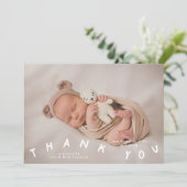 Bedankt Typografie Geboorteaankondiging Foto Aankondiging (Staand voorkant)
