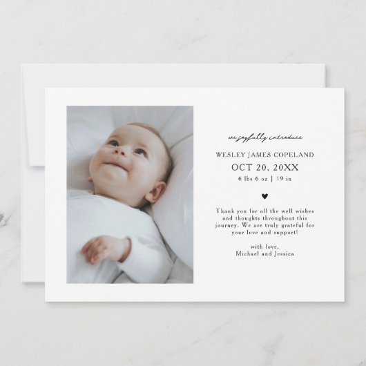 Bedankt Typografie Geboorteaankondiging Foto Aankondiging (Achterkant)