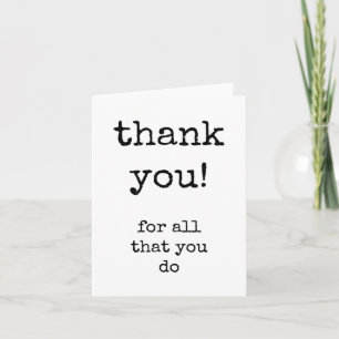 Bedankt, typografie, minimalistisch kaart