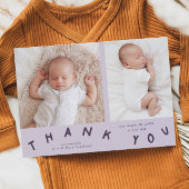 Bedankt Typografie Paarse Geboortefoto Aankondiging