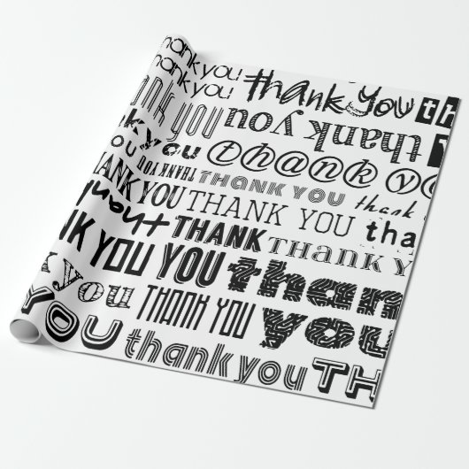 BEDANKT Typografie Specialty Gift Wrap Cadeaupapier (Uitgerold)